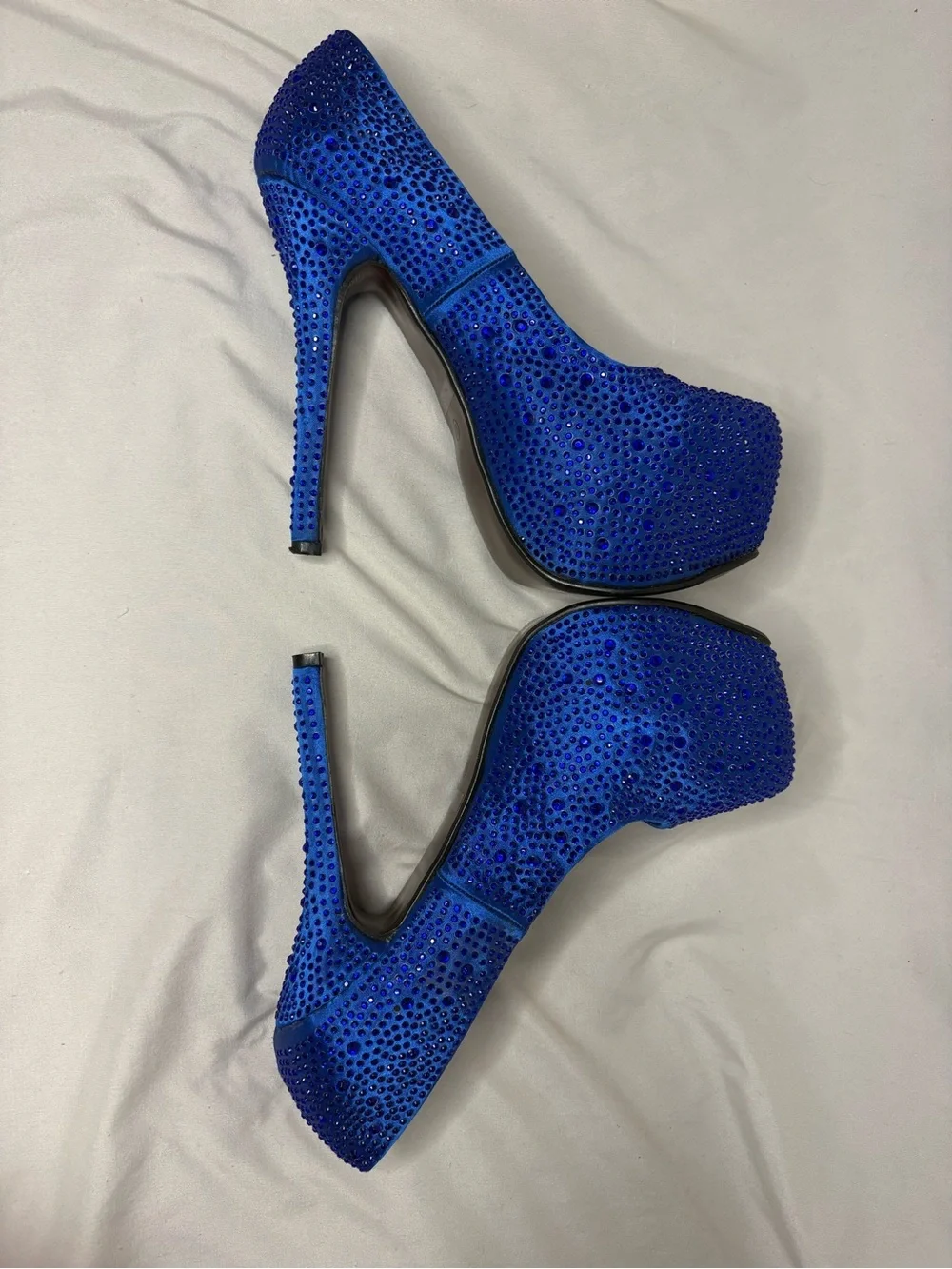 Royal Blue Crystal Platform Pump - Women's Dress Heels